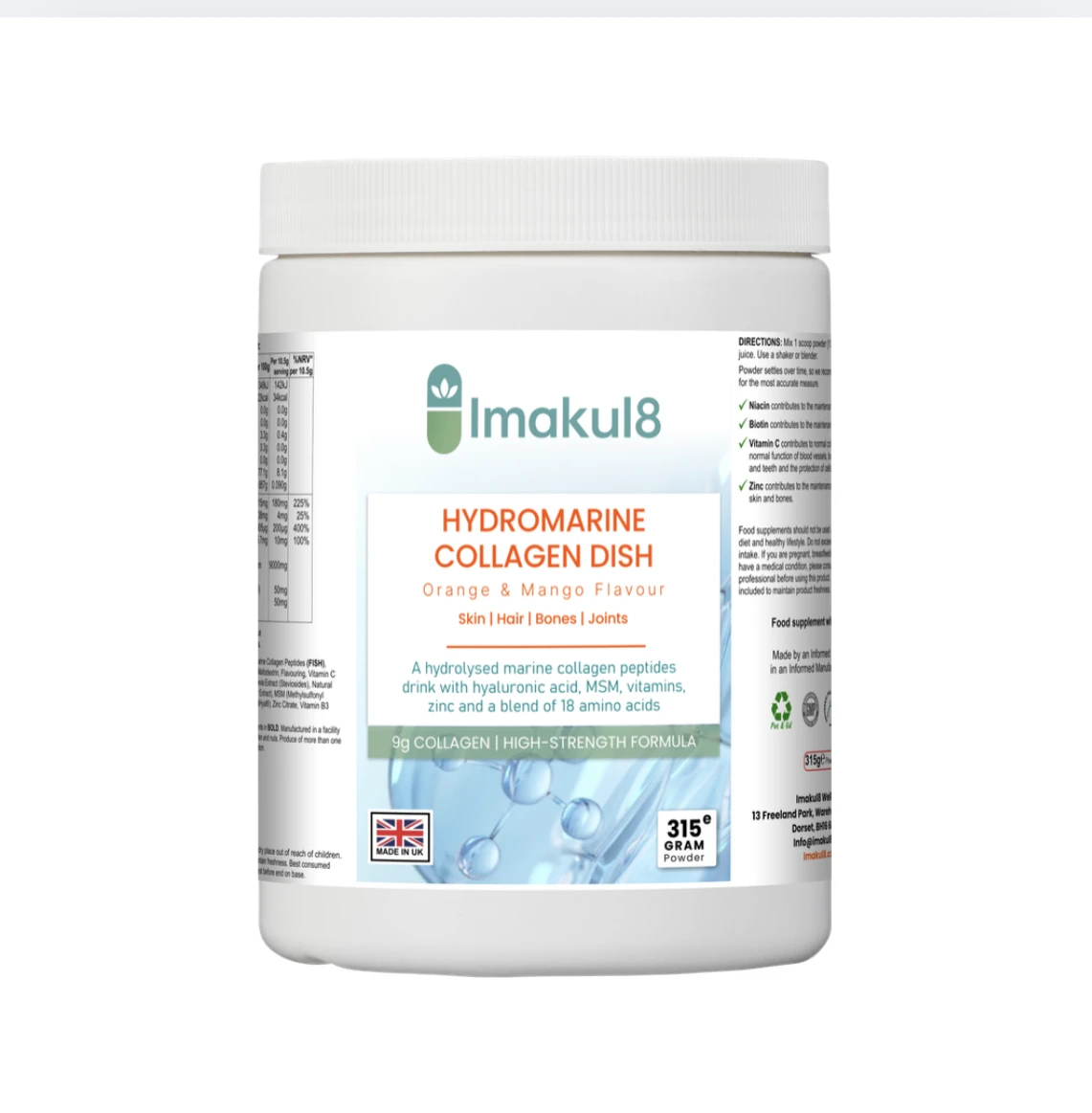 HYDOMARINE™ COLLAGEN - High-Strength Marine Collagen Powder| 9g Hydrolysed Pepti